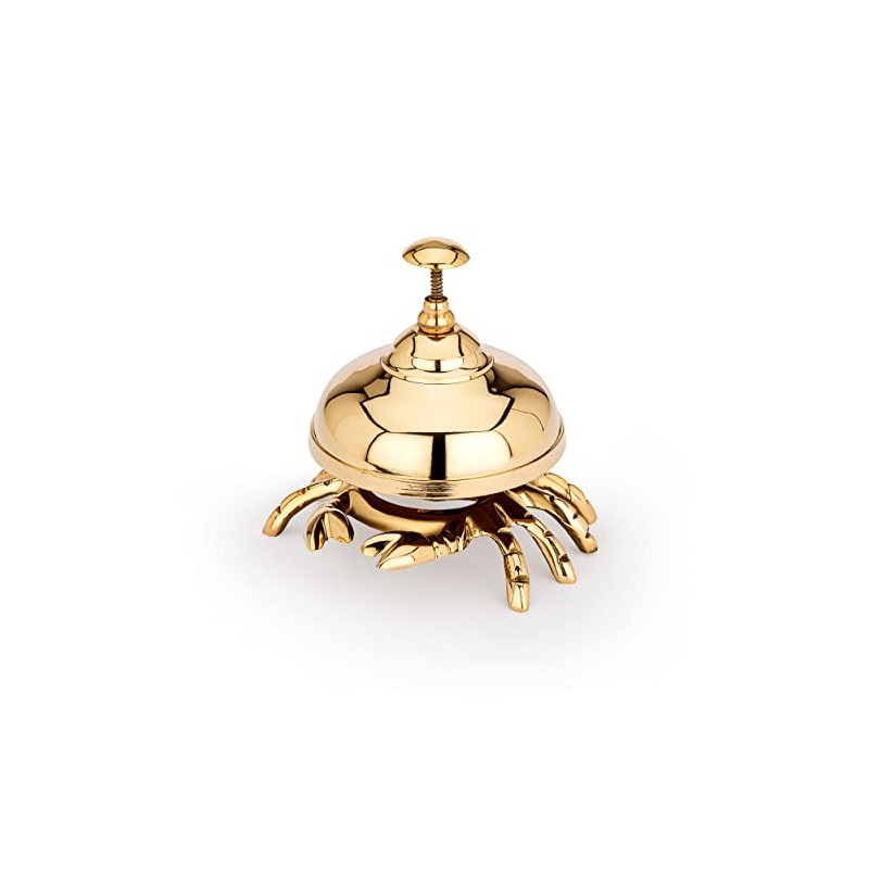 NKlaus Maritime Counter Bell Crab Solid Brass Gold 9 cm