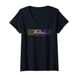 Womens Retro Style Georgia Tbilisi V-Neck T-Shirt