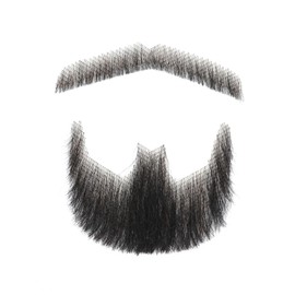 Parceria Fake Mustache, Easy Applying Hand Tied Human Hair Fake Beard, Comfortable and Skin Friendly Realistic Lace Costume Facial Hair for Men Theatrical, Cosplay, Drama, Party, Movie (Black)
