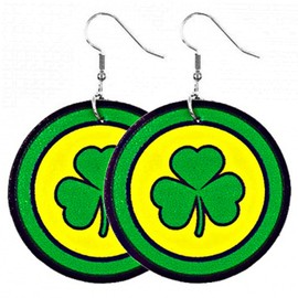 St Patricks Day St Patricks Day St Paddy's Day Large Novelty Clover Leprechaun Hat Faux Leather Dangle Earrings with Gift Bag Celtic Irish Jewelry Faux Leather, Faux Leather