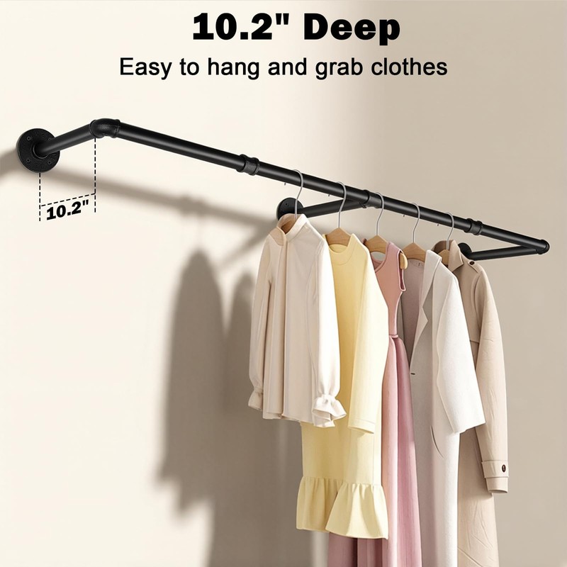 Winmien Industrial Pipe Clothes Rack, 50 In Heavy Duty Wall