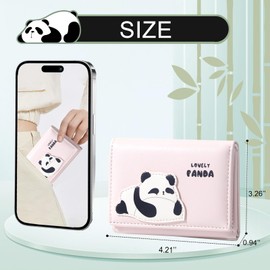 Sunwel Fashion Cute Panda Wallet Small Cash Pocket ID Window Card Holder for Women Girls (PINK)