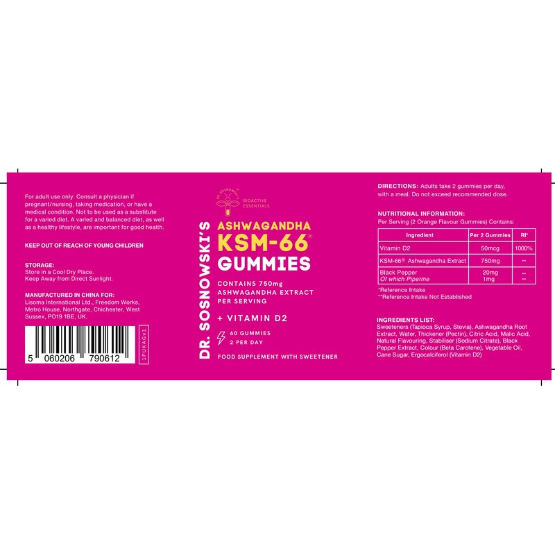 Dr. Sosnowski's BioActive KSM-66 Ashwagandha Gummies | 750mg Ashwagandha Extract