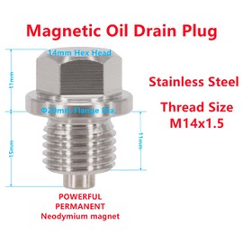 Dsnaduo 1PC M14x1.5 Stainless Steel Magnetic Oil Drain Plug Compatible with Honda Yamaha Triumph Motorcycle, John Deere Kawasaki ATV UTV