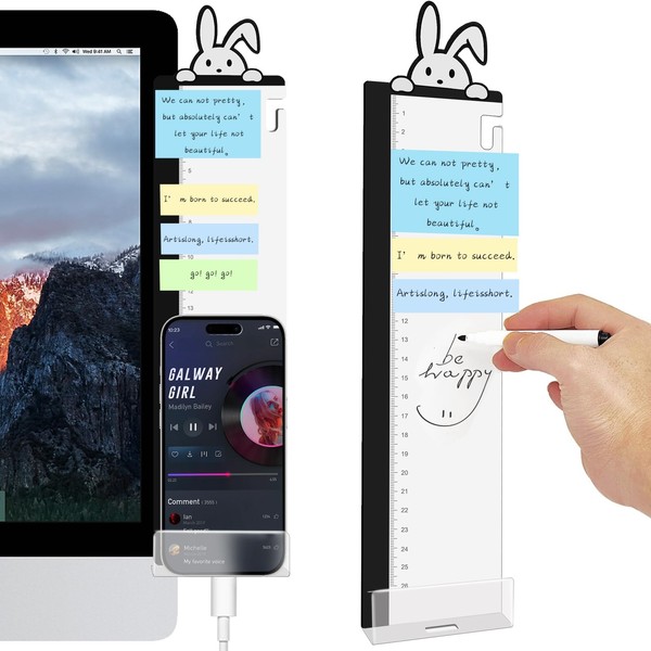 Office Desk Accessories 2pcs Computer Monitor Memo Board - Transparent