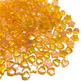 LIMAOLLY 400 PCS Acrylic Heart and Star Shape Beads AB Colorful Cute Beads Loose Spacer Beads for Jewelry Making DIY Bracelet Earring Necklace Key Chains (Orange AB)