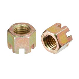 sourcing map 2Pcs M12x1.75mm Hexagon Slotted Nut, Grade 8 Carbon Steel Hex Castle Nuts, Color Zinc