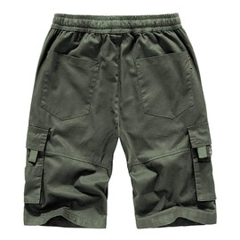 Kolongvangie Summer Beach Shorts Men's Cargo Comfy Fit Cotton Twill Fishing HIiking Shorts with Drawstring Pockets