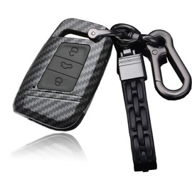 ontto Car Key Case Suitable for VW Golf 7 MK7 Jetta Arteon Magotan Atlas Passat B8 Skoda Superb A7 Kodiaq in ABS Protective Key Case Cover Key Case Carbon Fibre Black