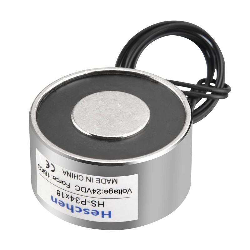 Heschen Electromagnet Magnet Solenoid, HS-P34×18, OD: 34mm, DC 24V, 18Kg/39.7lb