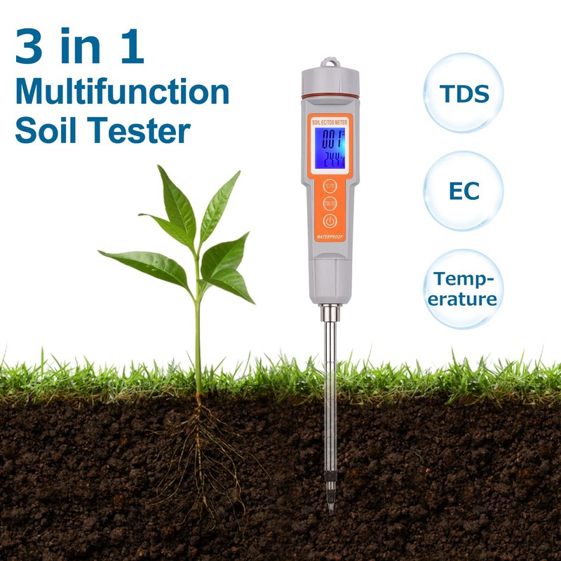 Soil Tester 3 in 1 Multifunction EC/TDS/Temperature Digital Soil Test