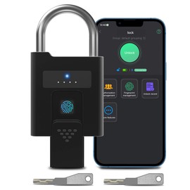 eLinkSmart Fingerprint Padlock with Key Backup, Heavy Duty Weatherproof Bluetooth Biometric Keyless Electronic Digital Smart Pad Lock for Gate Outdoor Fence Gym Locker Pool Shed Storage