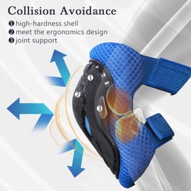 Kids/Youth Protective Gear Set, Kids Knee Pads and Elbow Pads Wrist Guard Protector 6 in 1 Protective Gear Set for Scooter, Skateboard, Bicycle, Inline Skating