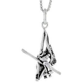 Sterling Silver Men Putting up Flag in The Pole Charm 7/8 inch Tall