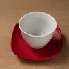 Ceramic Tea Holder (Square, Crimson), W 3.5 x H 0.8