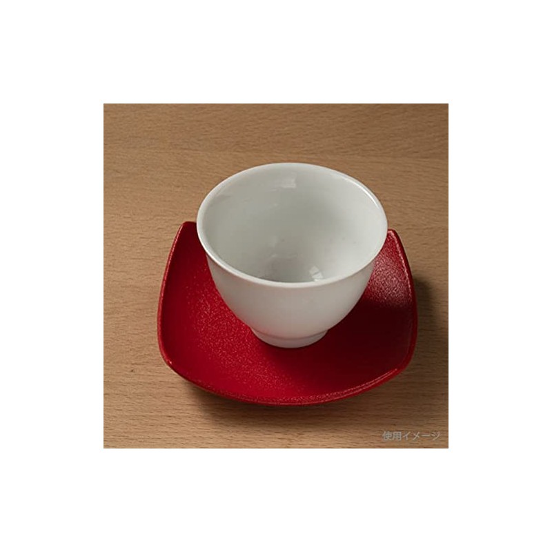 Ceramic Tea Holder (Square, Crimson), W 3.5 x H 0.8