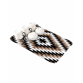 Brown Southwest Dish Drying Mat for Kitchen Counter, Super Absorbent Quick Dry Coffee Bar Mat Pad Thin Diatomaceous Sink Mat Non Slip Dish Drainer Mat 16x18 Boho Aztec Morocco Farmhouse Black White