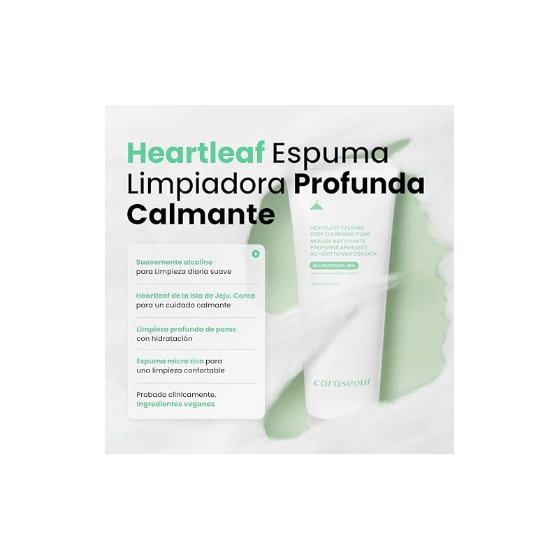 caraseoul Heartleaf Espuma Limpiadora Facial Calmante e Hidratante (150ml)