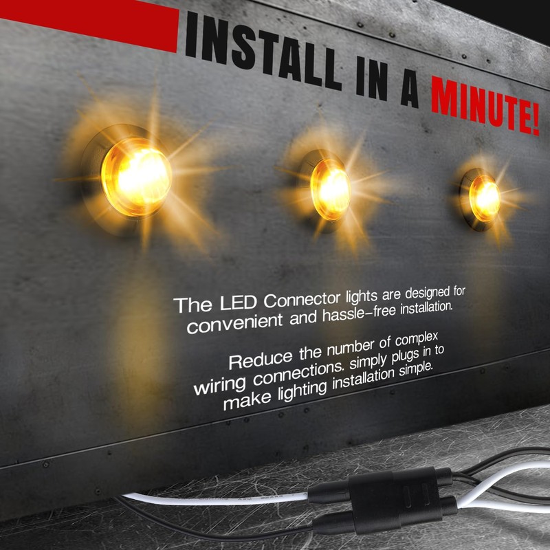 TMH 3/4 Inch Mini Amber Light 3 LED with Connector