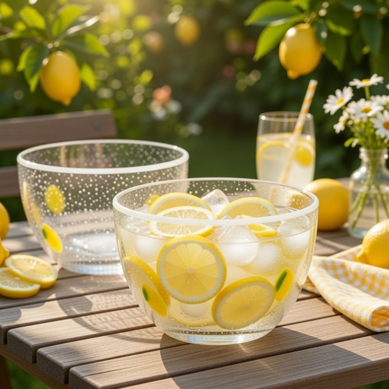 Potchen 2 Pcs Lemon Kitchen Decor Glass Bowls, Summer Decorative