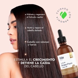 Aceite De Ricino, Castor Oil, Serum Capilar Organico y 100% puro, Crecimiento De Pestañas, Cejas, Cabello y Barba 1 Pza, Hebbe 120ml