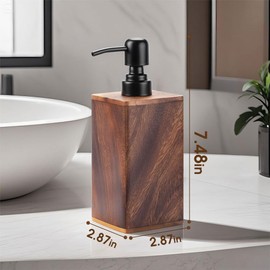 AUSAULAC 400ml Solid Wood Soap Dispenser for Bathroom,Kitchen –Wooden Refillable Hand Soap Pump, Lotion Dispenser, Bathroom Accessories, Wood Lotion Container (14oz/400ml)