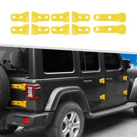 Jimen Fit for Jeep Wrangler JLU 4 Door 2018-2024, 20PCS Door Hinge & Tailgate Hinge Cover Exterior Trim Accessories (Yellow)