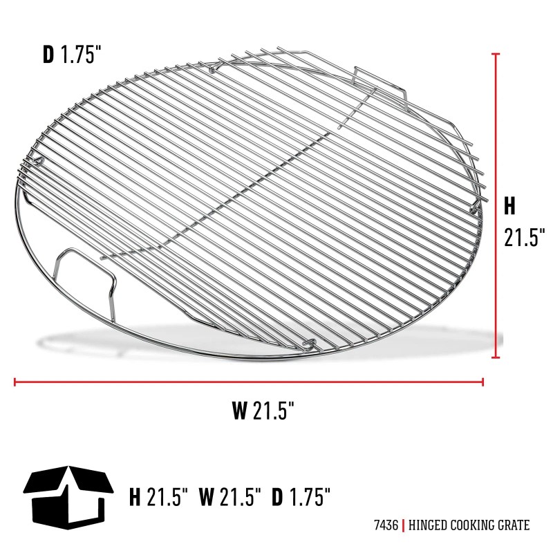 Weber 22 Inch Stainless Steel Barbecue Grill Replacement Hinged Grate