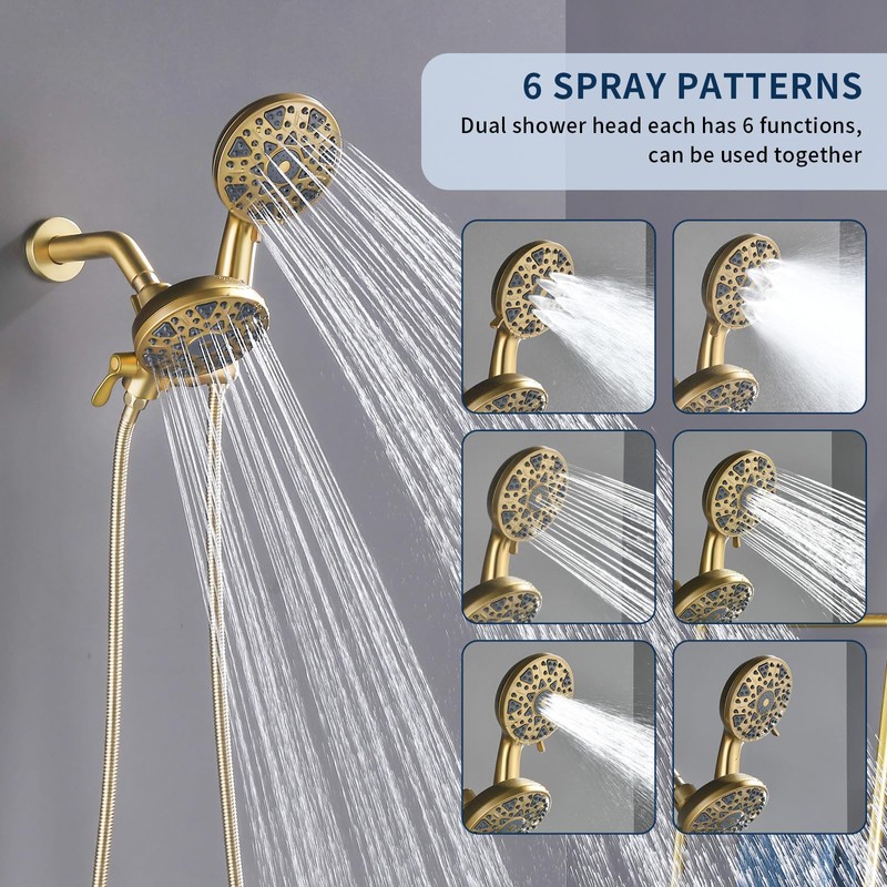 Shower Faucet Set Complete Shower Kit Dual Shower Head and