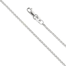 14k REAL White Gold Solid 1.2mm Flat Open Wheat Chain Necklace with Lobster Claw Clasp - 20"