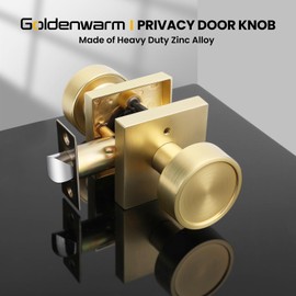 Goldenwarm Gold Door Knobs Interior, Privacy Brushed Brass Interior Door Knobs, Heavy Duty Zinc-Alloy Brushed Gold Indoor DoorKnob for Bedroom Bathroom 1 Pack