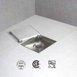 SaniteModar Square Shower Drain 6 inch with Shower Drain Base, Tiled Stealth and 304 Stainless Steel Brushed Chrome 2 in 1 Panels,Includes Hair Strainer and Threaded Adapter