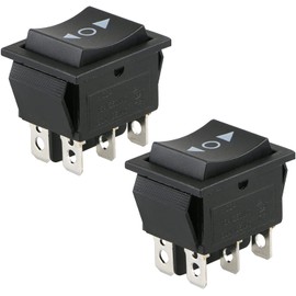 EEEkit Momentary Rocker Switch, DC12V 20A 6Pin DPDT (ON)/Off/(ON) Reverse Polarity Toggle Switch Double Pole Double Throw for Car Boat, 2Pcs
