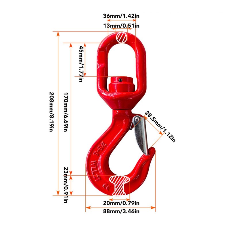 Uadme Heavy Duty Lifting Hook, 2Ton Alloy Steel Engine Crane