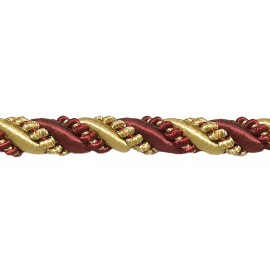 DÉCOPRO Burgundy Red Gold 7/16" Decorative Rope Cord Royal Romance [By The Yard]