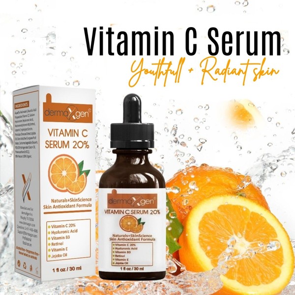 Dermaxgen® PURE 20% Vitamin C+Hyaluronic Acid +VE+ JOJOBA OIL Anti-Wrinkle SERUM
