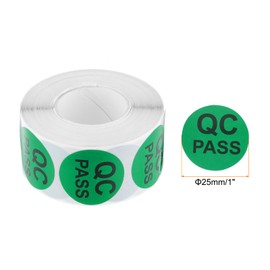 MECCANIXITY Inventory QC Pass Stickers Labels 25mm/1" Green for Inventory Warehouse Stock, 3 Roll 1500 Piece