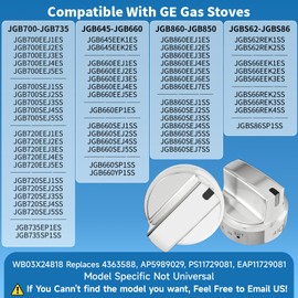 5 Pack WB03X24818 for GE Gas Stove Knob, for Ge Gas Range Stove Knobs Replacement PS11729081 AP5989029 4363588 EAP11729081, Compatible with for Stove Knob（Not Universal）