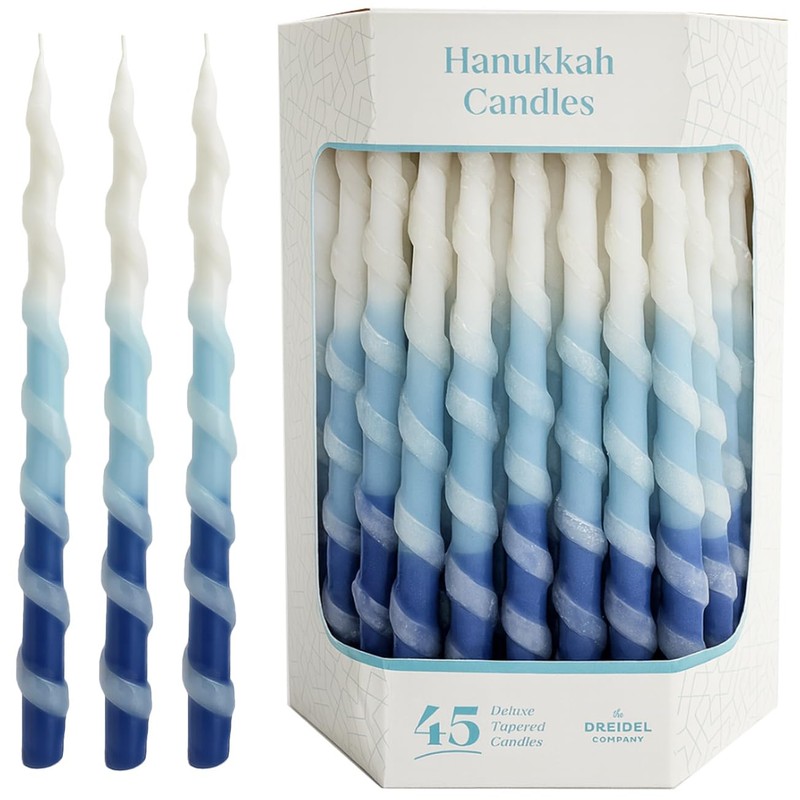 The Dreidel Company Deluxe Twisted Spiral 45 Blue & White