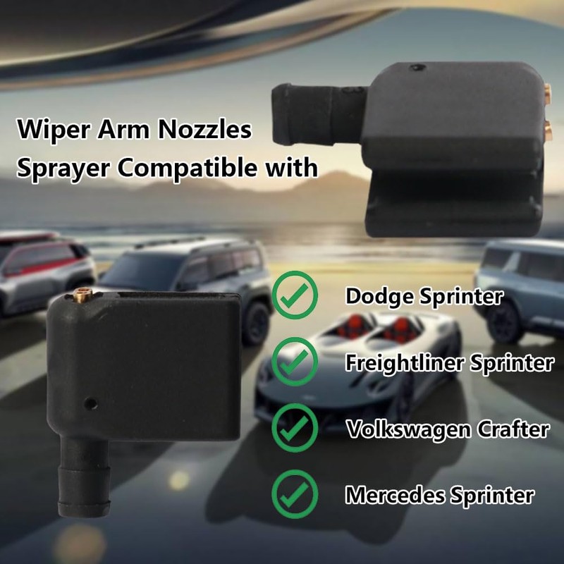 2 Pcs Universal Adjustable Brass Windshield Washer Nozzles - Fits