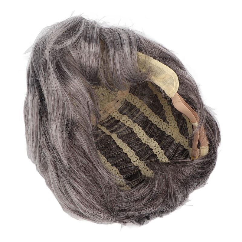 Men Gray Short Wig Heat Resistant Synthetic Multipurpose Adjustable Layered
