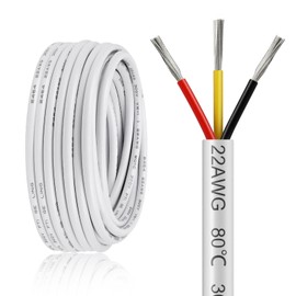 50FT 22 Gauge Wire 3 Conductor, 22AWG Electrical Wire, 22/3 Oxygen Free Stranded Tinned Copper Wire, Insulated Low Voltage Cable for LED Lamps Lights Automotive
