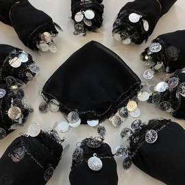 10x Halay Mendili Set Dance Cloths Dügün Wedding Engagement Kina Mendil Nisan Dügün Turkish Wedding (Black)