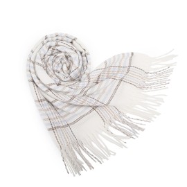 Boniyeah Women's Plaid Pashmina Shawl Wrap - Long Soft Warm Winter Scarf with Tassels for Ladies (White)