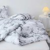 ETDIFFE King Size White Black Marble Comforter Set, 3pc Gray