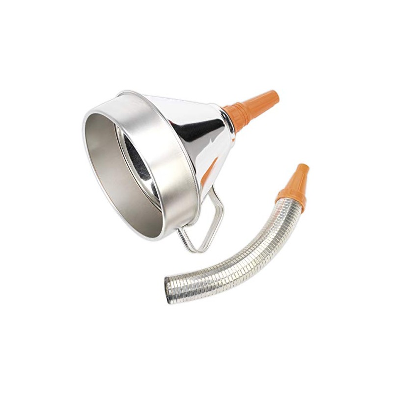 Sealey Fm20F Funnel Metal With Flexible Spout And Filter 200Mm