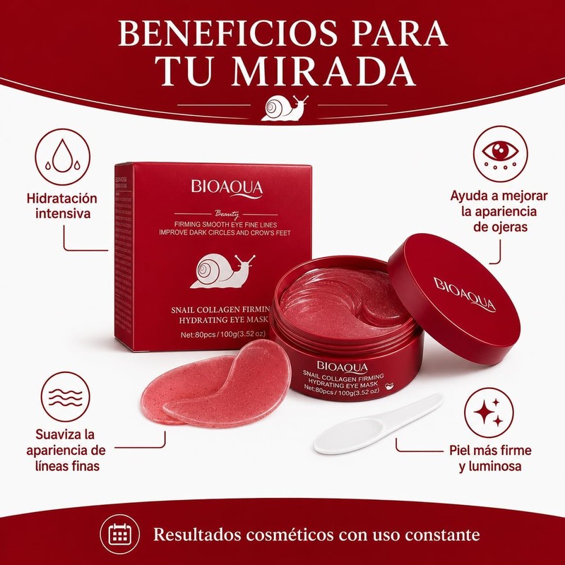 BIOAQUA Parches para Ojos con Baba de Caracol y Colágeno,