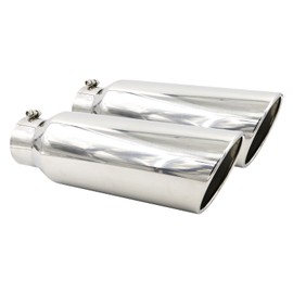RP Remarkable Power, 4" Inlet 6" Outlet - 18" Long Stainless Steel Rolled Edge 20 Degree Exhaust Tip Diesel Ext23 2 Pack