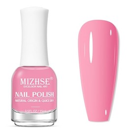 MIZHSE Esmalte de uñas de secado rápido, esmalte de uñas rosa suave que no se seca al aire de gel rápido | 0.5 fl oz Acabado Brillante Regular Nail La