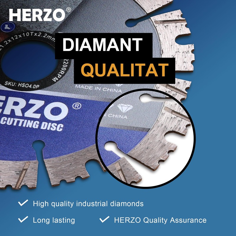 HERZO Set of 2 Diamond Cutting Discs Diameter 125 mm